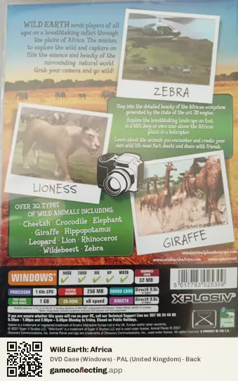 Wild Earth: Africa Computer, United Kingdom box back