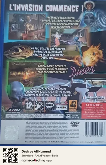 Destroy All Humans! PlayStation 2, France box back