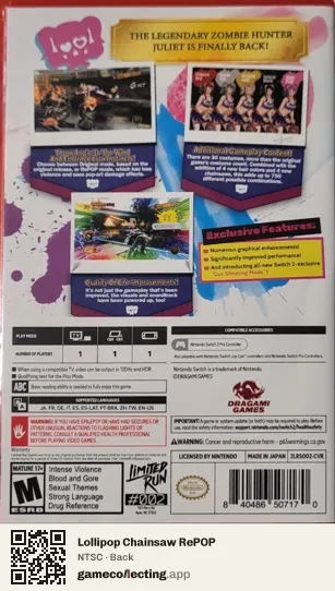 Lollipop Chainsaw RePOP Nintendo Switch 2, NTSC box back