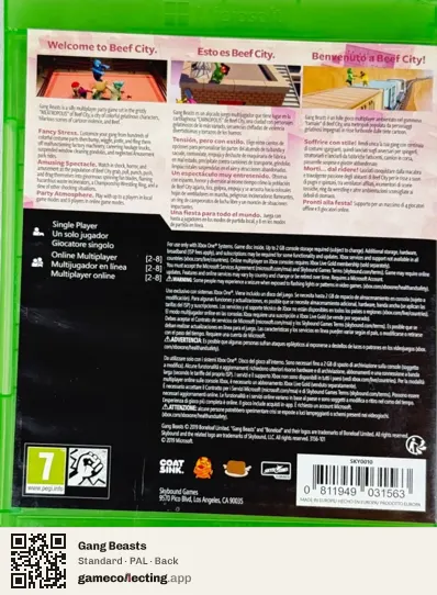 Gang Beasts Xbox One, PAL box back
