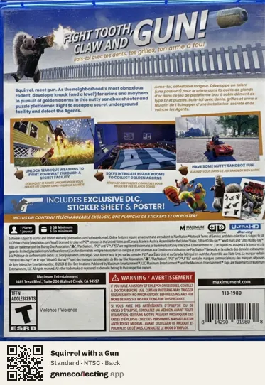 Squirrel with a Gun PlayStation 5, NTSC box back