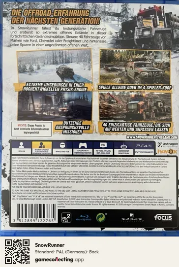 SnowRunner PlayStation 4, Germany box back