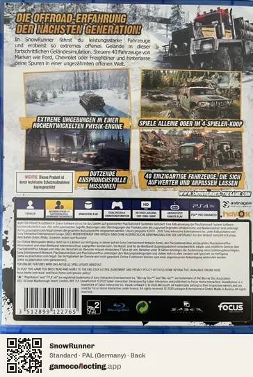 SnowRunner PlayStation 4, Germany box back