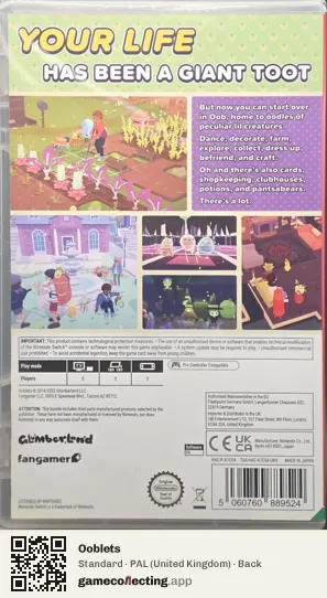Ooblets Nintendo Switch, United Kingdom box back