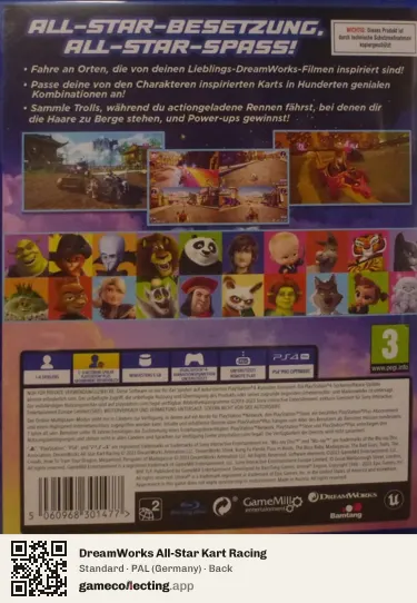DreamWorks All-Star Kart Racing PlayStation 4, Germany box back