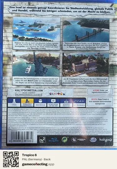 Tropico 6 PlayStation 4, Germany box back
