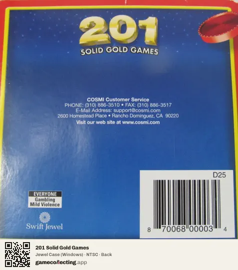 201 Solid Gold Games Computer, NTSC box back