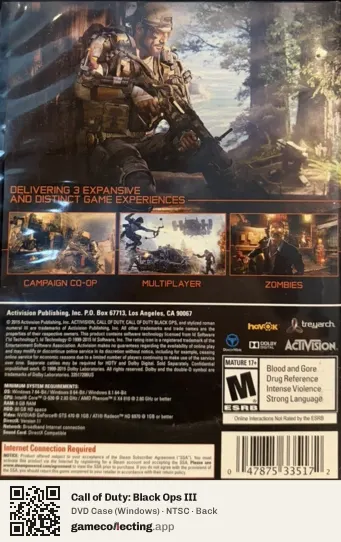 Call of Duty: Black Ops III Computer, NTSC box back