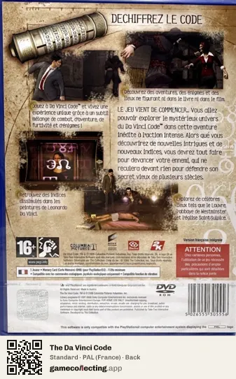 The Da Vinci Code PlayStation 2, France box back