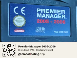 Premier Manager 2005-2006 Game Boy Advance, PAL cartridge label