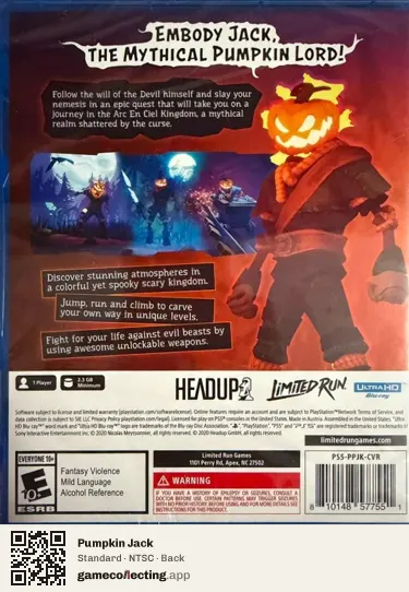 Pumpkin Jack PlayStation 5, NTSC box back