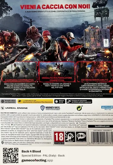 Back 4 Blood PlayStation 5, Italy box back