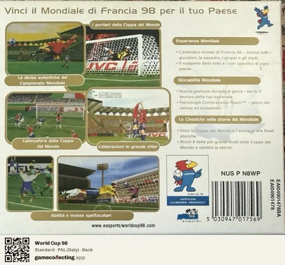 World Cup 98 Nintendo 64, Italy box back