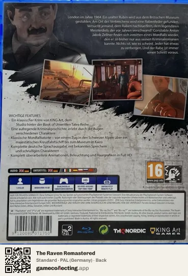 The Raven Remastered PlayStation 4, Germany box back