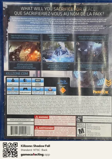 Killzone: Shadow Fall PlayStation 4, NTSC box back