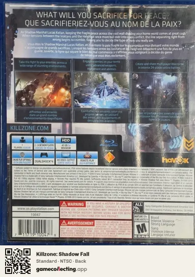 Killzone: Shadow Fall PlayStation 4, NTSC box back