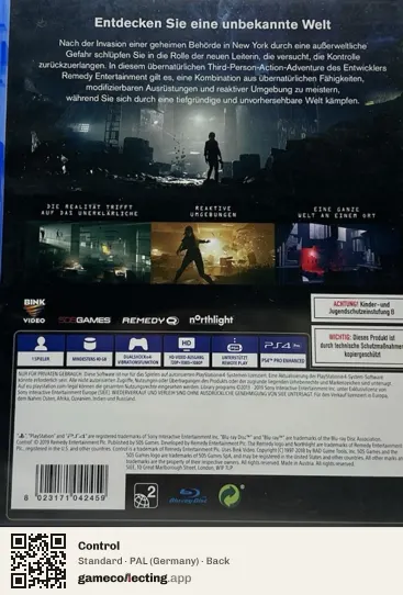 Control PlayStation 4, Germany box back