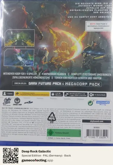 Deep Rock Galactic PlayStation 5, Germany box back