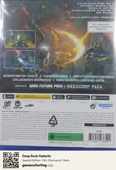 Deep Rock Galactic PlayStation 5, Germany box back