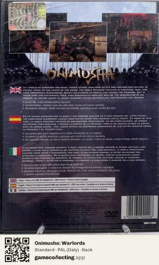 Onimusha: Warlords PlayStation 2, Italy box back
