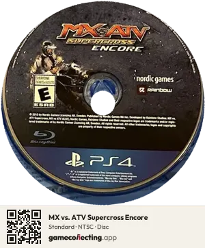 MX vs. ATV Supercross Encore PlayStation 4, NTSC disc