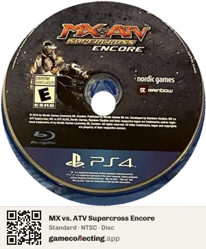 MX vs. ATV Supercross Encore PlayStation 4, NTSC disc