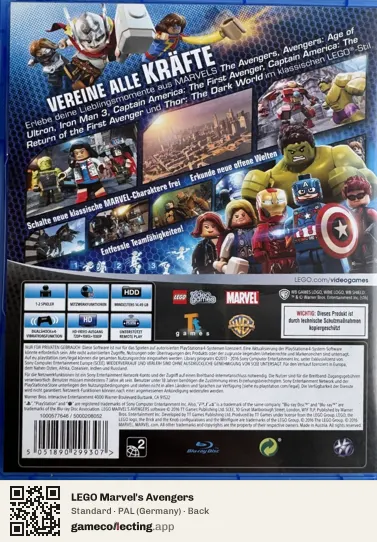 LEGO Marvel's Avengers PlayStation 4, Germany box back