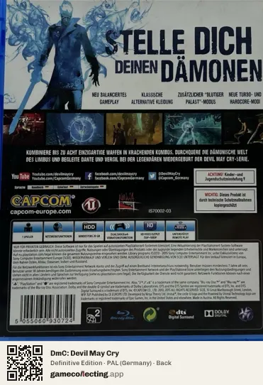 DmC: Devil May Cry PlayStation 4, Germany box back