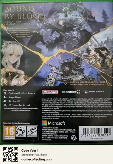 Code Vein II Xbox Series X, PAL box back