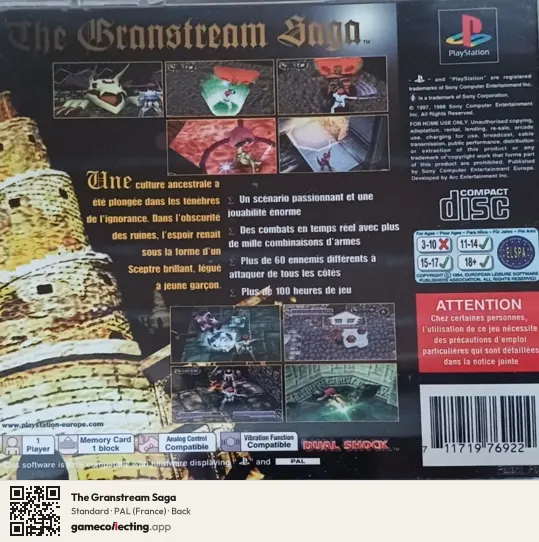 The Granstream Saga PlayStation, France box back