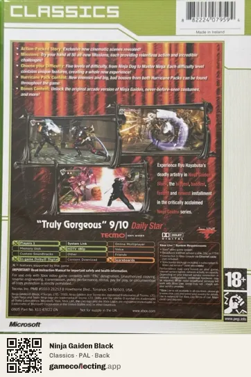 Ninja Gaiden Black Xbox, PAL box back