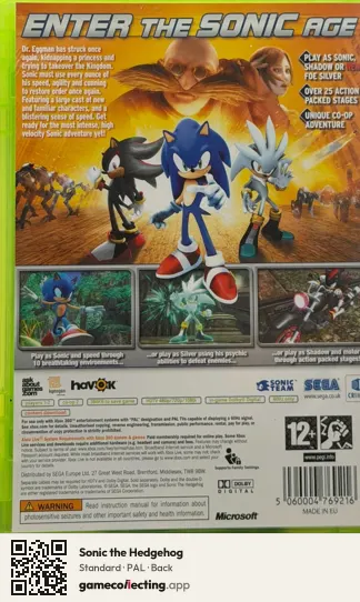 Sonic the Hedgehog Xbox 360, PAL box back