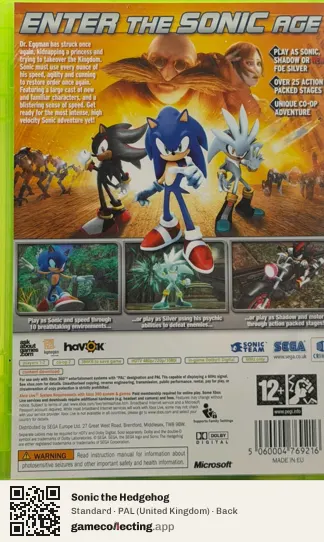 Sonic the Hedgehog Xbox 360, United Kingdom box back