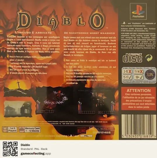 Diablo PlayStation, PAL box back