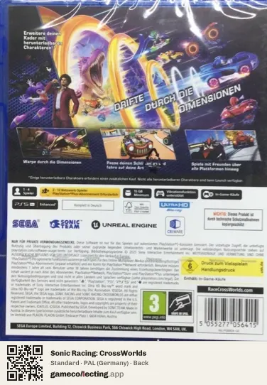 Sonic Racing: CrossWorlds PlayStation 5, Germany box back