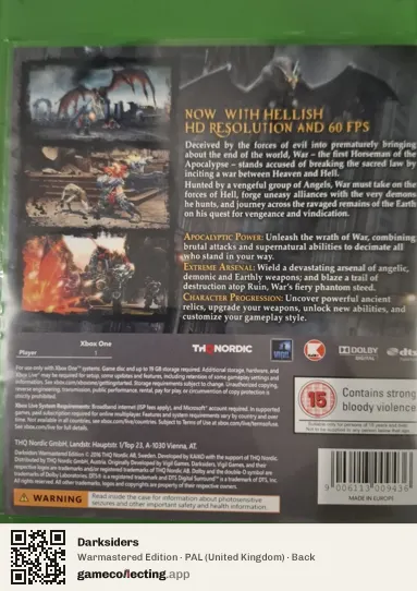 Darksiders Xbox One, United Kingdom box back