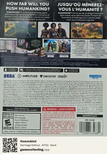 Humankind PlayStation 5, NTSC box back