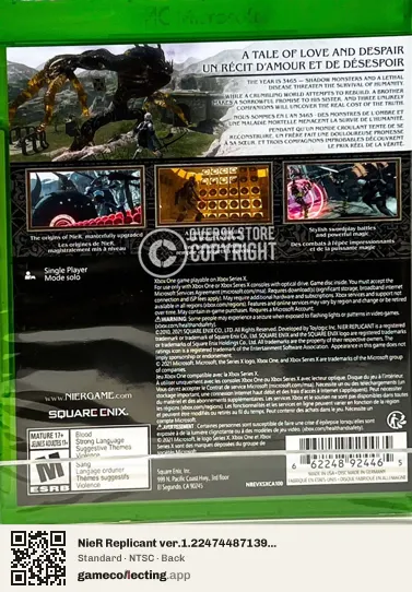 NieR Replicant ver.1.22474487139... Xbox One, NTSC box back