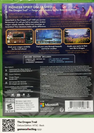 The Oregon Trail Xbox Series X, NTSC box back