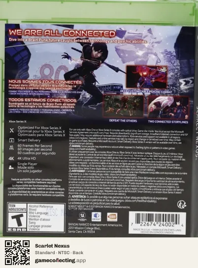 Scarlet Nexus Xbox Series X, NTSC box back