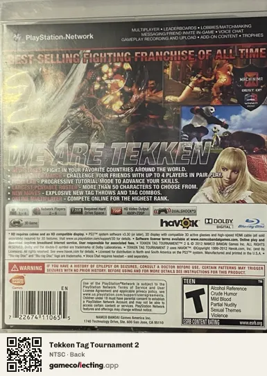 Tekken Tag Tournament 2 PlayStation 3, NTSC box back