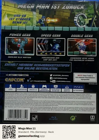 Mega Man 11 PlayStation 4, Germany box back
