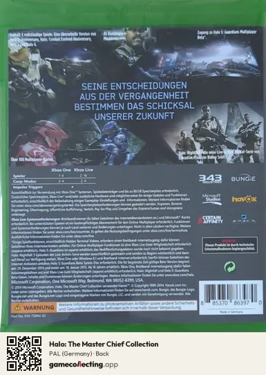 Halo: The Master Chief Collection Xbox One, Germany box back