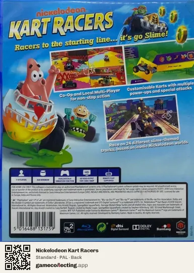 Nickelodeon Kart Racers PlayStation 4, PAL box back