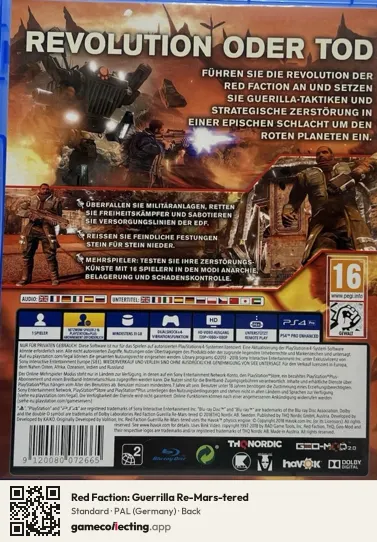 Red Faction: Guerrilla Re-Mars-tered PlayStation 4, Germany box back
