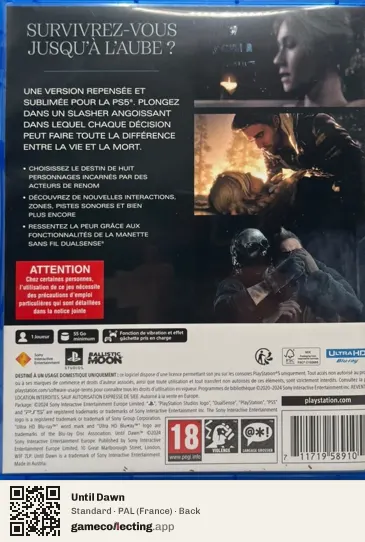 Until Dawn PlayStation 5, France box back