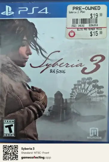 Syberia 3 PlayStation 4, NTSC box front
