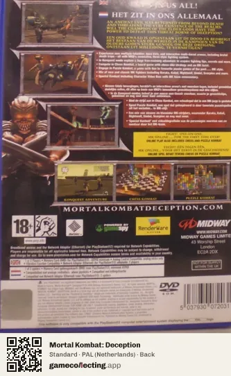 Mortal Kombat: Deception PlayStation 2, Netherlands box back