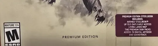 Avowed, the ESRB box on its front