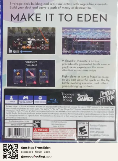 One Step From Eden PlayStation 4, NTSC box back